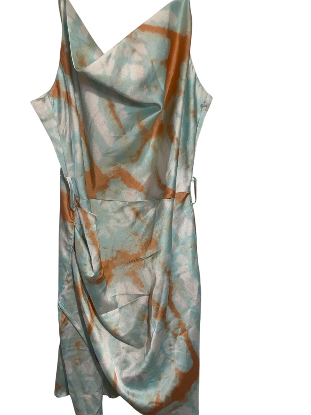 Simple Teal & Rust Slip Midi Dress
